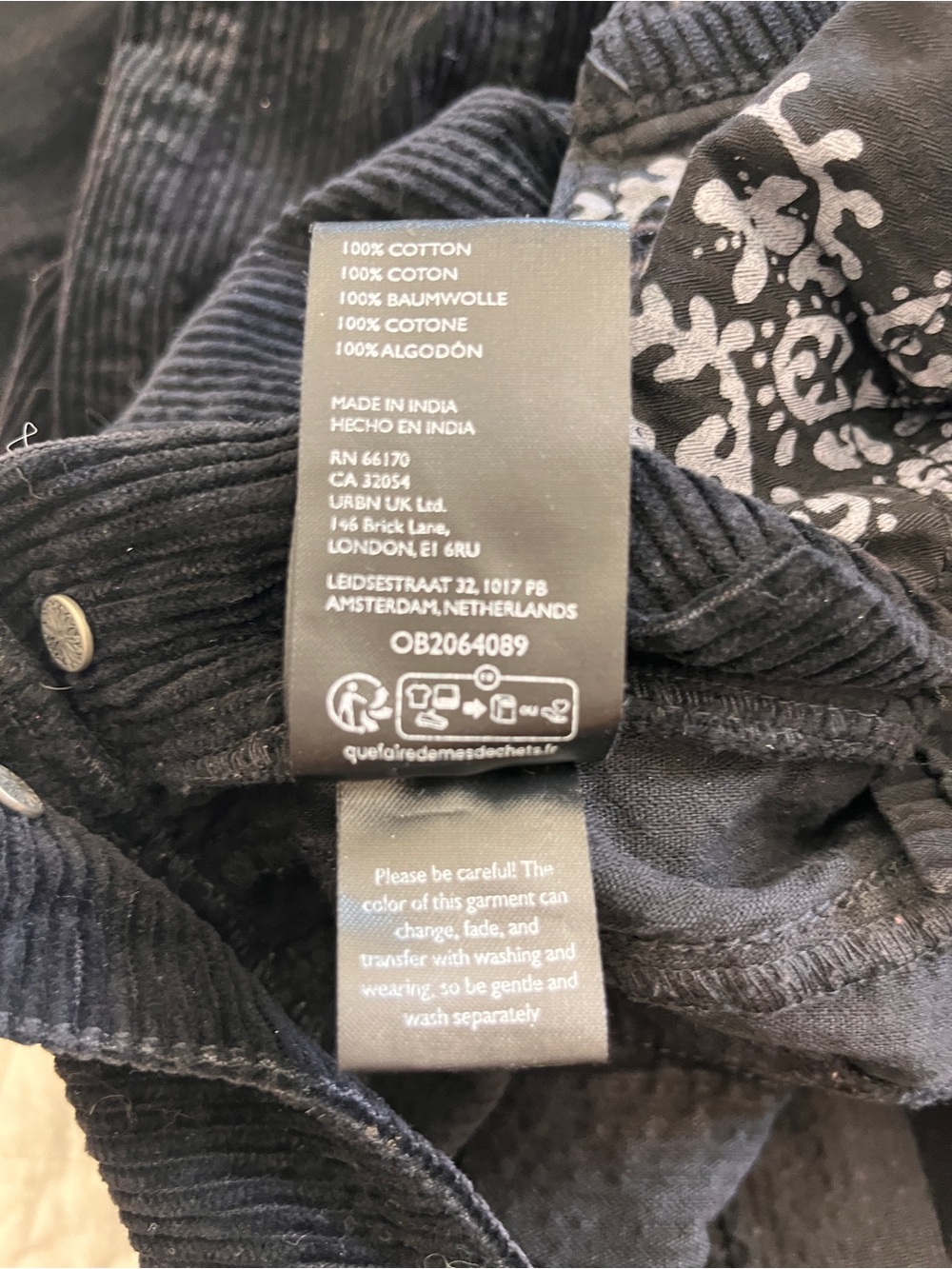 We The Free Good Luck Overall XS Black Corduroy Wide Leg Cotton Free People - Picture 9 of 9